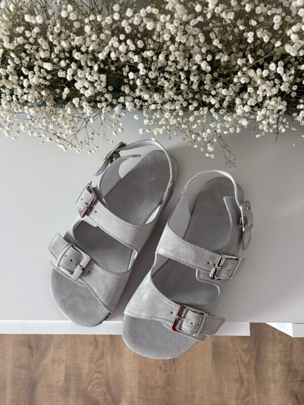 Sandały barefoot damskie Camille – szary welur | APAVO Barefoot