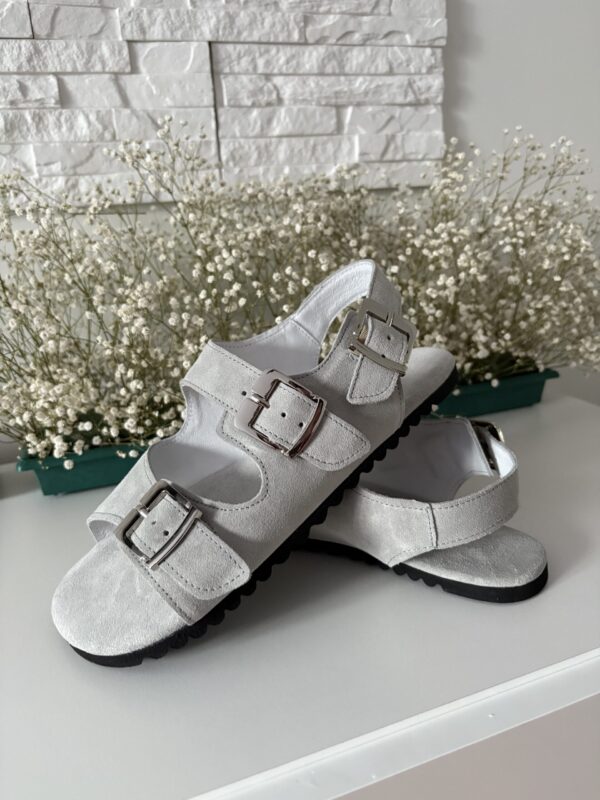 Sandały barefoot damskie Camille – szary welur | APAVO Barefoot