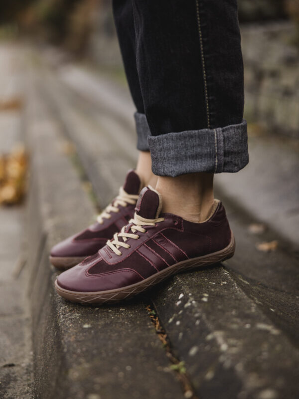 Półbuty ocieplane barefoot damskie Cora – bordowy | Apavo Komfort