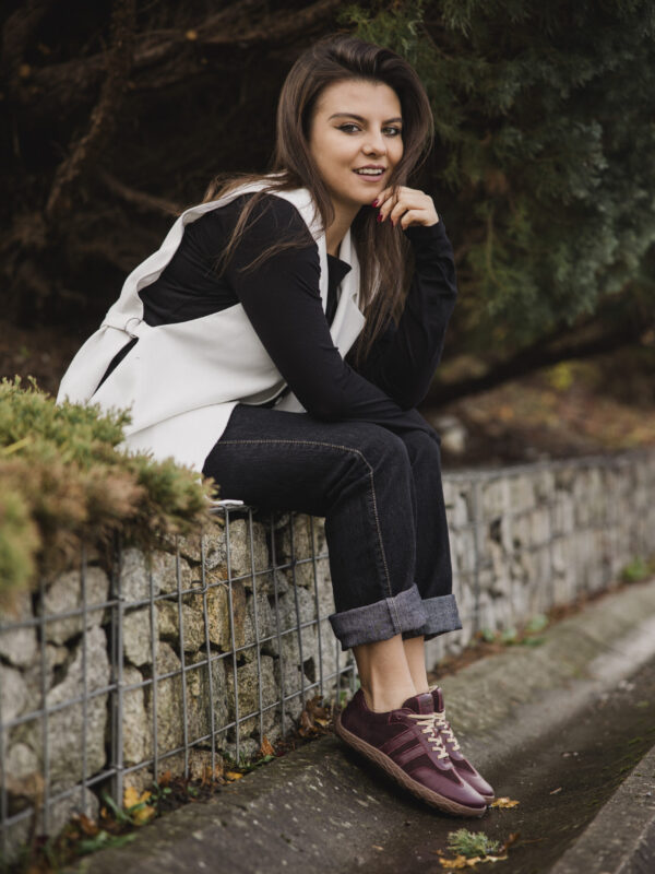 Półbuty ocieplane barefoot damskie Cora – bordowy | Apavo Komfort