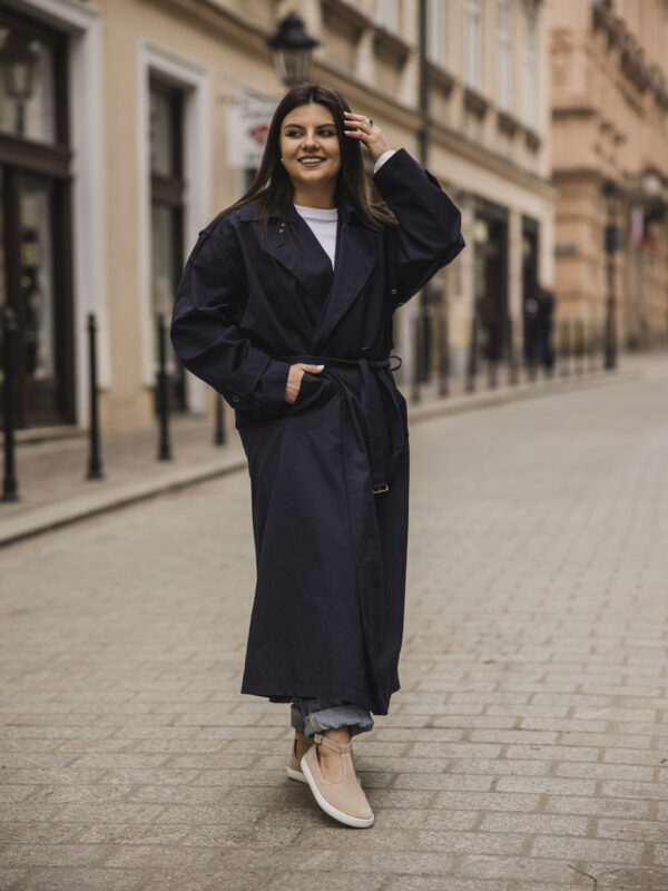 Półbuty barefoot damskie Sana – beżowy welur baleriny T-bar z paskiem | Apavo Komfort