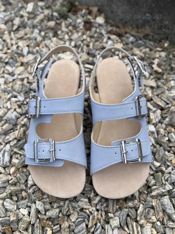 Sandały barefoot damskie Camille – błękitna skóra | APAVO Barefoot